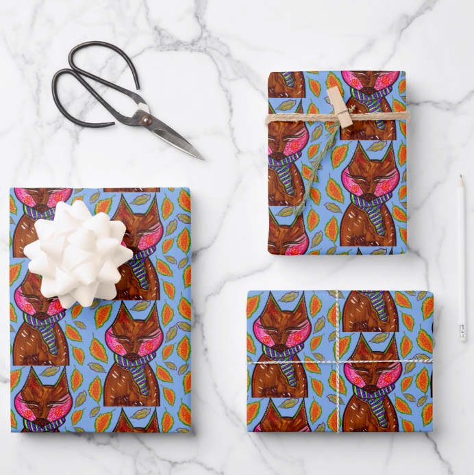 Holiday Fox Gift Wrap