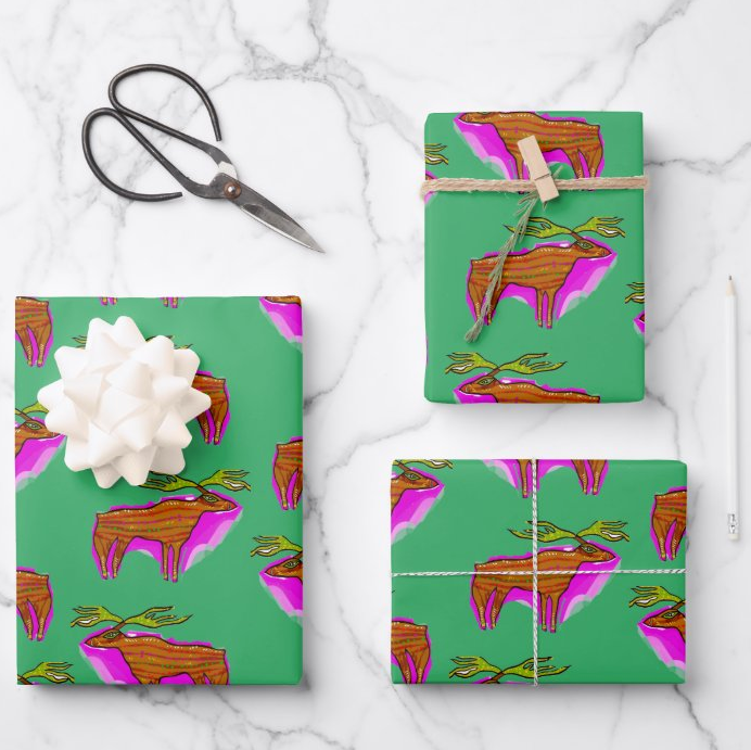 Holiday Moose Gift Wrap
