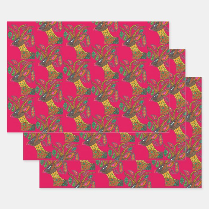 Rani Red Reindeer Gift Wrap