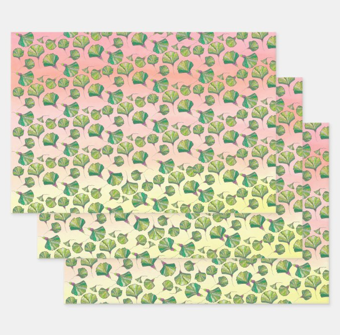 Blushing Ginkgo Gift Wrap