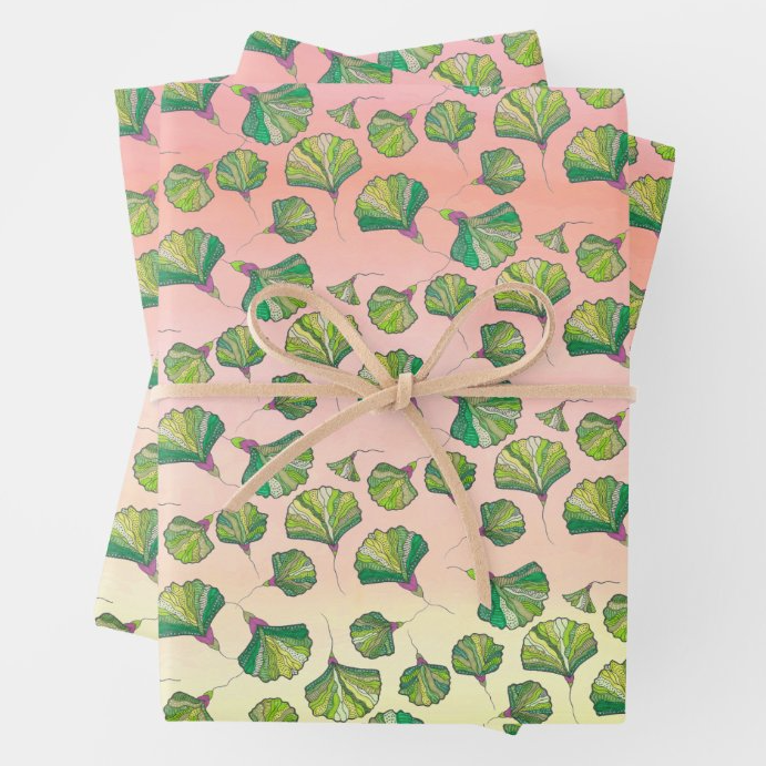 Blushing Ginkgo Gift Wrap