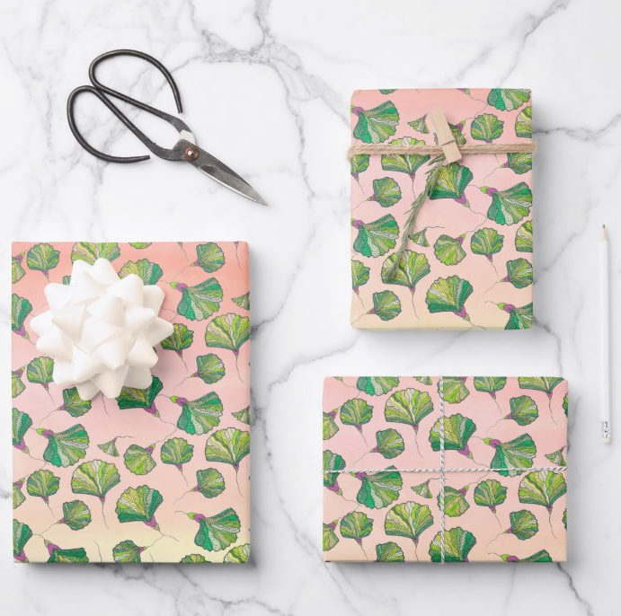 Blushing Ginkgo Gift Wrap