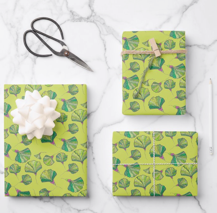 Mossy Ginkgo Gift Wrap