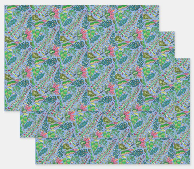 Sky Blue Fern Gift Wrap