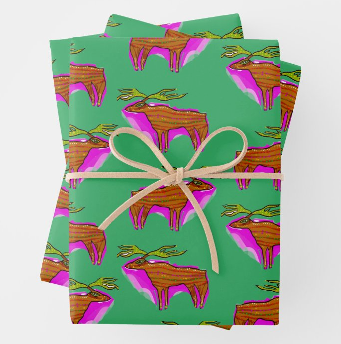 Holiday Moose Gift Wrap