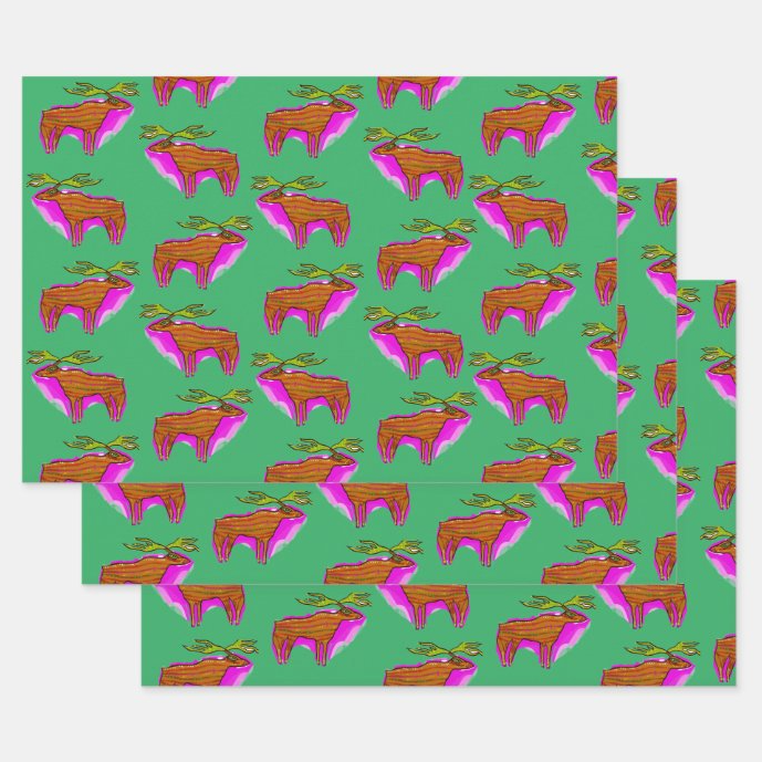 Holiday Moose Gift Wrap