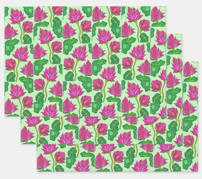 Mint Lotus Gift Wrap